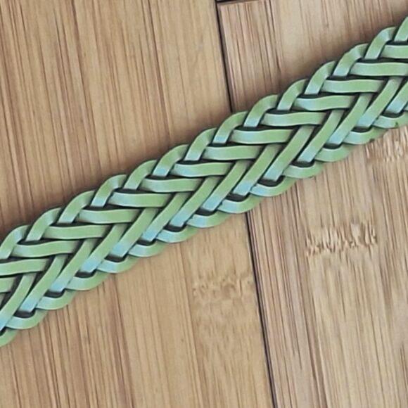 Capezio Vintage Green Leather Braided Belt XXL Chrome Buckle Argentina 2X - Picture 15 of 16